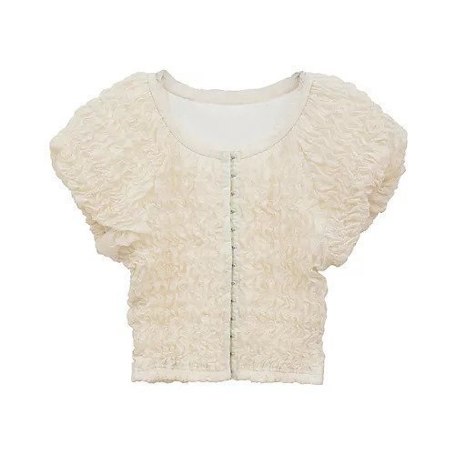 【クラネ/CLANE】のSHIRRING PUFF TOPS インテリア・キッズ・メンズ・レディースファッション・服の通販 founy(ファニー) 　ファッション　Fashion　レディースファッション　Fashion for Women　トップス・カットソー　Cut & Sew Tops　2025年　2025　2025-2026秋冬・A/W　Autumn/Winter 2025–26 AW25–26　シアー　Sheer, See-Through　シャーリング　Shirring, Ruched　チェック　Check, Plaid, Tartan　パイピング　Piping, Trim Design　フロント　Front, Front Design　ランダム　Random, Irregular　エレガント 上品　Elegant　IVORY|ID: prp329100004618614 ipo3291000000033110890