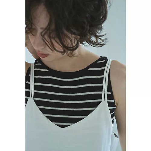 【マージュール/marjour】のSLEEVELESS KNIT TANK インテリア・キッズ・メンズ・レディースファッション・服の通販 founy(ファニー) ファッション Fashion レディースファッション Fashion for Women トップス・カットソー Cut & Sew Tops ニット Knit Tops & Sweaters インナー Innerwear シンプル Simple, Minimal ストレッチ Stretch, Stretchy Fabric タンク Tank Top, Sleeveless Top ニットソー Knit-Sewn, Cut & Sew Knit ノースリーブ Sleeveless, No-Sleeve バランス Balance, Style Balance パターン Pattern, Design Print ベーシック Basic, Essential ボーダー Border, Stripe ポケット Pocket, Pocket Detail 無地 Plain, Solid Color おすすめ Recommended / Our Picks 夏 Summer エレガント 上品 Elegant BLACK×OFFWHITE|ID: prp329100004618633 ipo3291000000036331897