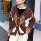 【ララージ/Laraaji】のモヘアインターシャアーガイルVネックカーディガン ブラウン系その他|ID: prp329100004620193 ipo3291000000035147660