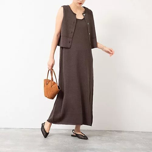 【ノーリーズソフィー/NOLLEY'S sophi】の【WALANCE/ワランス】paper knit dress インテリア・キッズ・メンズ・レディースファッション・服の通販 founy(ファニー) 　ファッション　Fashion　レディースファッション　Fashion for Women　トップス・カットソー　Cut & Sew Tops　ニット　Knit Tops & Sweaters　ワンピース　Dresses　フォーマル・パーティードレス・結婚式用ドレス　Elegant & Casual Dresses　春　Spring　カットソー　Cut and Sewn Top　シンプル　Simple, Minimal　人気　Popular, Best Seller　ロング　Long, Long-Length　おすすめ　Recommended / Our Picks　夏　Summer　2025年　2025　2025-2026秋冬・A/W　Autumn/Winter 2025–26 AW25–26　ダークブラウン|ID: prp329100004620335 ipo3291000000033141837