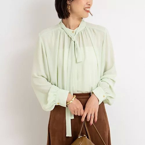 【ノーリーズ/NOLLEY'S】のジョーゼットボウタイブラウス インテリア・キッズ・メンズ・レディースファッション・服の通販 founy(ファニー) 　ファッション　Fashion　レディースファッション　Fashion for Women　トップス・カットソー　Cut & Sew Tops　シャツ・ブラウス・オフィスカジュアル　Elegant Blouses & Button-Ups　2025年　2025　2025-2026秋冬・A/W　Autumn/Winter 2025–26 AW25–26　クラシカル　Classical, Vintage-Inspired　ジョーゼット　Georgette, Semi-Sheer Fabric　トレンド　Trend, Trending Now　リボン　Ribbon, Bow　ループ　Loop, Loop Knit　今季　This Season, Current Season　ミントグリーン|ID: prp329100004621162 ipo3291000000033154963
