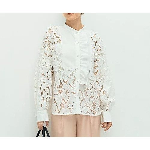 【ノーリーズ/NOLLEY'S】の刺繍ビブヨーク4WAYフリルブラウス 人気、トレンドファッション・服の通販 founy(ファニー) 　ファッション　Fashion　レディースファッション　Fashion for Women　トップス・カットソー　Cut & Sew Tops　シャツ・ブラウス・オフィスカジュアル　Elegant Blouses & Button-Ups　2025年　2025　2025-2026秋冬・A/W　Autumn/Winter 2025–26 AW25–26　デニム　Denim, Jeans Material　パール　Pearl, Pearl Accent　フリル　Frill, Ruffle　レース　Lace, Lace Fabric　エレガント 上品　Elegant　 other-1|ID: prp329100004621168 ipo3291000000033154993