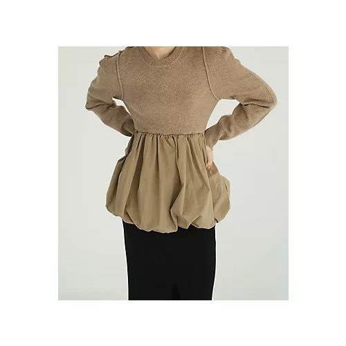 【クラネ/CLANE】のDOCKING POWERSHOULDER KNIT TOPS 人気、トレンドファッション・服の通販 founy(ファニー) 　ファッション　Fashion　レディースファッション　Fashion for Women　トップス・カットソー　Cut & Sew Tops　ニット　Knit Tops & Sweaters　2025年　2025　2025-2026秋冬・A/W　Autumn/Winter 2025–26 AW25–26　ギャザー　Gathered, Ruffled　ショルダー　Shoulder, Shoulder Strap　ドッキング　Docking, Mixed Material　バルーン　Balloon, Balloon Silhouette　フォルム　Silhouette, Form　other-2|ID: prp329100004621198 ipo3291000000035662998