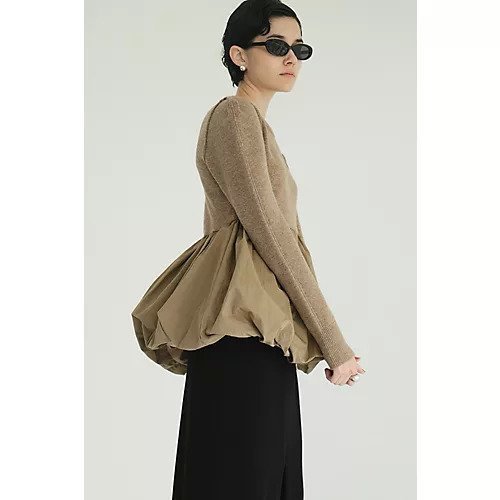 【クラネ/CLANE】のDOCKING POWERSHOULDER KNIT TOPS 人気、トレンドファッション・服の通販 founy(ファニー) 　ファッション　Fashion　レディースファッション　Fashion for Women　トップス・カットソー　Cut & Sew Tops　ニット　Knit Tops & Sweaters　2025年　2025　2025-2026秋冬・A/W　Autumn/Winter 2025–26 AW25–26　ギャザー　Gathered, Ruffled　ショルダー　Shoulder, Shoulder Strap　ドッキング　Docking, Mixed Material　バルーン　Balloon, Balloon Silhouette　フォルム　Silhouette, Form　other-3|ID: prp329100004621198 ipo3291000000035663001