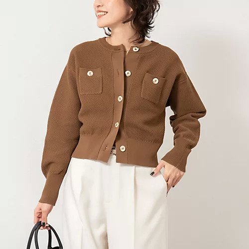 【ノーリーズ/NOLLEY'S】の《手洗い可能》鹿の子編みクルーネックカーディガン インテリア・キッズ・メンズ・レディースファッション・服の通販 founy(ファニー) 　ファッション　Fashion　レディースファッション　Fashion for Women　トップス・カットソー　Cut & Sew Tops　カーディガン・羽織り　Layered Style Cardigans　2025年　2025　2025-2026秋冬・A/W　Autumn/Winter 2025–26 AW25–26　おすすめ　Recommended / Our Picks　カーディガン　Cardigan, Knitwear　コンパクト　Compact, Small Size　ショルダー　Shoulder, Shoulder Strap　ショート　Short, Short Length　ドロップ　Drop Shoulder, Dropped Style　バランス　Balance, Style Balance　ボトム　Bottoms, Lower Wear　鹿の子　Piqué, Kanoko Fabric　キャメル|ID: prp329100004621207 ipo3291000000033869335