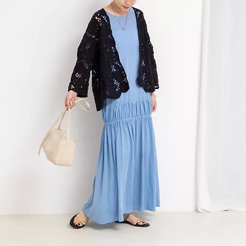 【リエミラー/Rie Miller】の顔料染マキシ丈ワンピース インテリア・キッズ・メンズ・レディースファッション・服の通販 founy(ファニー) 　ファッション　Fashion　レディースファッション　Fashion for Women　ワンピース　Dresses　2025年　2025　2025-2026秋冬・A/W　Autumn/Winter 2025–26 AW25–26　おすすめ　Recommended / Our Picks　シャーリング　Shirring, Ruched　ストレッチ　Stretch, Stretchy Fabric　デニム　Denim, Jeans Material　ペチコート　Petticoat, Underskirt　マキシ　Maxi, Full Length　ロング　Long, Long-Length　サックス|ID: prp329100004621281 ipo3291000000033155834