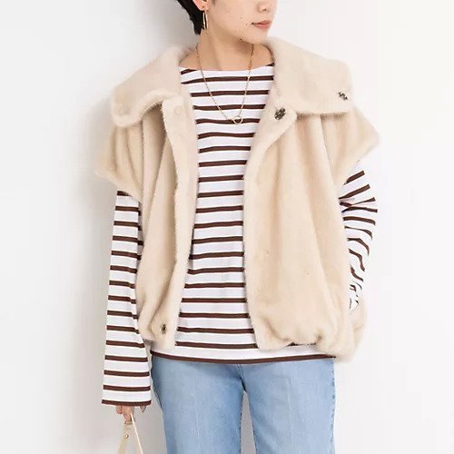 【リエミラー/Rie Miller】のエコファー衿付ベスト インテリア・キッズ・メンズ・レディースファッション・服の通販 founy(ファニー) 　ファッション　Fashion　レディースファッション　Fashion for Women　アウター　Coat / Outerwear Collection　トップス・カットソー　Cut & Sew Tops　ベスト&ジレ / 重ね着スタイル　Vests & Gilets　2025年　2025　2025-2026秋冬・A/W　Autumn/Winter 2025–26 AW25–26　ベスト　Vest, Waistcoat　モコモコ　Fuzzy, Fluffy　エクリュ|ID: prp329100004621372 ipo3291000000033156457