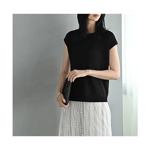 【スタイルデリ/STYLE DELI】の【BLK001】待望の羽織り用インナーサマーニット インテリア・キッズ・メンズ・レディースファッション・服の通販 founy(ファニー) 　ファッション　Fashion　レディースファッション　Fashion for Women　トップス・カットソー　Cut & Sew Tops　ニット　Knit Tops & Sweaters　インナー　Innerwear　春　Spring　秋　Autumn　カーディガン　Cardigan, Knitwear　サマー　Summer, Summer Style　シンプル　Simple, Minimal　ジャケット　Jacket, Outerwear　スリット　Slit, Slit Detail　デコルテ　Décolleté, Neckline　なめらか　Smooth, Silky Texture　ノースリーブ　Sleeveless, No-Sleeve　フィット　Fit, Slim Fit　半袖　Short Sleeve, Half Sleeve　羽織　Haori, Light Jacket　リアル　Real, Realistic　おすすめ　Recommended / Our Picks　夏　Summer　旅行　Travel　エレガント 上品　Elegant　ビジネス 仕事 通勤　Business / Work / Commuting　ブラック|ID: prp329100004621419 ipo3291000000033157122