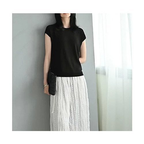 【スタイルデリ/STYLE DELI】の【BLK001】待望の羽織り用インナーサマーニット 人気、トレンドファッション・服の通販 founy(ファニー) 　ファッション　Fashion　レディースファッション　Fashion for Women　トップス・カットソー　Cut & Sew Tops　ニット　Knit Tops & Sweaters　インナー　Innerwear　春　Spring　秋　Autumn　カーディガン　Cardigan, Knitwear　サマー　Summer, Summer Style　シンプル　Simple, Minimal　ジャケット　Jacket, Outerwear　スリット　Slit, Slit Detail　デコルテ　Décolleté, Neckline　なめらか　Smooth, Silky Texture　ノースリーブ　Sleeveless, No-Sleeve　フィット　Fit, Slim Fit　半袖　Short Sleeve, Half Sleeve　羽織　Haori, Light Jacket　リアル　Real, Realistic　おすすめ　Recommended / Our Picks　夏　Summer　旅行　Travel　エレガント 上品　Elegant　ビジネス 仕事 通勤　Business / Work / Commuting　other-2|ID: prp329100004621419 ipo3291000000035600507