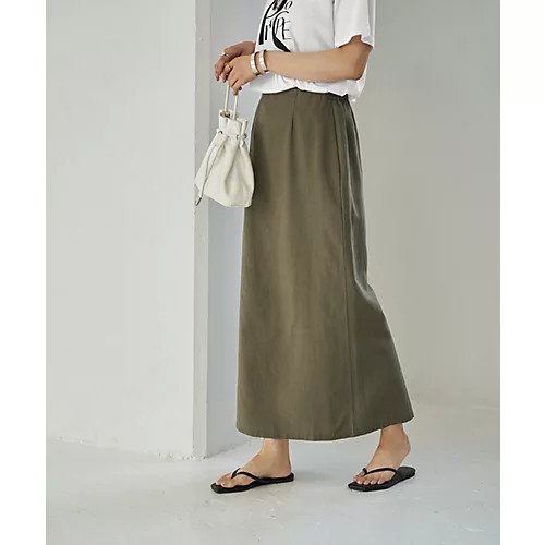 【スタイルデリ/STYLE DELI】のコットン混紡ストレートロングスカート 人気、トレンドファッション・服の通販 founy(ファニー) 　ファッション　Fashion　レディースファッション　Fashion for Women　スカート　Skirts　ロングスカート　Long Skirts / Maxi & Midi Skirts　秋　Autumn　カットソー　Cut and Sewn Top　シンプル　Simple, Minimal　ジャケット　Jacket, Outerwear　スタイリッシュ　Stylish, Fashionable　ストレート　Straight, Straight Cut　スニーカー　Sneakers, Trainers　スリット　Slit, Slit Detail　定番　Standard, Basic Item　ペンシル　Pencil, Pencil Skirt　ポケット　Pocket, Pocket Detail　夏　Summer　other-3|ID: prp329100004623473 ipo3291000000033193432