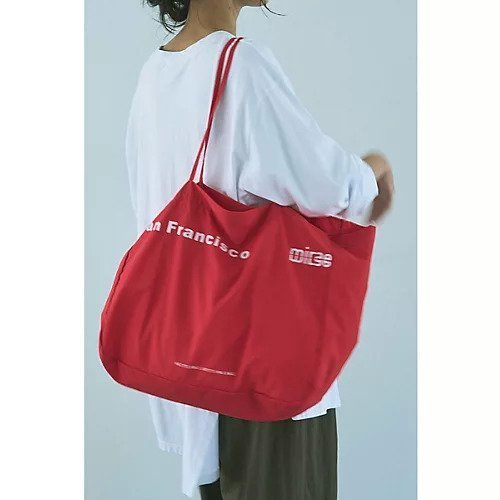 【マージュール/marjour】のBIG NYLON TOTE BAG インテリア・キッズ・メンズ・レディースファッション・服の通販 founy(ファニー) 　ファッション　Fashion　レディースファッション　Fashion for Women　バッグ　Bags　イエロー　Yellow　コンパクト　Compact, Small Size　ショルダー　Shoulder, Shoulder Strap　財布　Wallet, Purse　ダメージ　Distressed, Destroyed　プリント　Print, Printed Pattern　ポケット　Pocket, Pocket Detail　マグネット　Magnet, Magnetic Closure　おすすめ　Recommended / Our Picks　RED|ID: prp329100004623502 ipo3291000000033193956