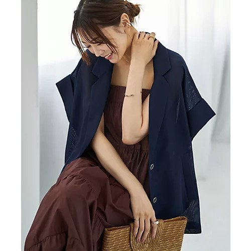 【スタイルデリ/STYLE DELI】のメッシュ生地の袖口折り返しジャケット インテリア・キッズ・メンズ・レディースファッション・服の通販 founy(ファニー) 　ファッション　Fashion　レディースファッション　Fashion for Women　アウター　Coat / Outerwear Collection　レディースジャケット・軽アウター　Jackets　イエロー　Yellow　クール　Cool, Chic　軽量　Lightweight, Ultra Light　シルバー　Silver, Metallic Silver　ジャケット　Jacket, Outerwear　ストレート　Straight, Straight Cut　スニーカー　Sneakers, Trainers　スポーツ　Sports, Activewear　テーラード　Tailored, Tailored Fit　定番　Standard, Basic Item　人気　Popular, Best Seller　フェミニン　Feminine, Girly　フロント　Front, Front Design　ポケット　Pocket, Pocket Detail　メタル　Metal, Metal Parts　メッシュ　Mesh, Net Fabric　リアル　Real, Realistic　夏　Summer　エレガント 上品　Elegant　ビジネス 仕事 通勤　Business / Work / Commuting　ネイビー|ID: prp329100004624147 ipo3291000000033203465