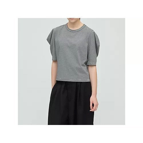 【ミズイロ インド/mizuiro ind】のボーダードレープスリーブTシャツ インテリア・キッズ・メンズ・レディースファッション・服の通販 founy(ファニー) https://founy.com/ ファッション Fashion レディースファッション Fashion for Women トップス・カットソー Cut & Sew Tops シャツ・ブラウス・オフィスカジュアル Elegant Blouses & Button-Ups ロングTシャツ・Tシャツ Longline T-Shirts & Tees なめらか Smooth, Silky Texture シルク Silk, 100% Silk シンプル Simple, Minimal ドレープ Drape, Draping Fabric ボーダー Border, Stripe |ID: prp329100004624635 ipo3291000000033215878