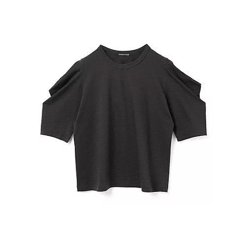 【ミズイロ インド/mizuiro ind】のボーダードレープスリーブTシャツ インテリア・キッズ・メンズ・レディースファッション・服の通販 founy(ファニー) 　ファッション　Fashion　レディースファッション　Fashion for Women　トップス・カットソー　Cut & Sew Tops　シャツ・ブラウス・オフィスカジュアル　Elegant Blouses & Button-Ups　ロングTシャツ・Tシャツ　Longline T-Shirts & Tees　なめらか　Smooth, Silky Texture　シルク　Silk, 100% Silk　シンプル　Simple, Minimal　ドレープ　Drape, Draping Fabric　ボーダー　Border, Stripe　グレー|ID: prp329100004624635 ipo3291000000033215881