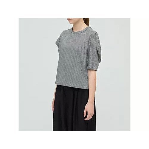 【ミズイロ インド/mizuiro ind】のボーダードレープスリーブTシャツ 人気、トレンドファッション・服の通販 founy(ファニー) 　ファッション　Fashion　レディースファッション　Fashion for Women　トップス・カットソー　Cut & Sew Tops　シャツ・ブラウス・オフィスカジュアル　Elegant Blouses & Button-Ups　ロングTシャツ・Tシャツ　Longline T-Shirts & Tees　なめらか　Smooth, Silky Texture　シルク　Silk, 100% Silk　シンプル　Simple, Minimal　ドレープ　Drape, Draping Fabric　ボーダー　Border, Stripe　other-2|ID: prp329100004624635 ipo3291000000033215883