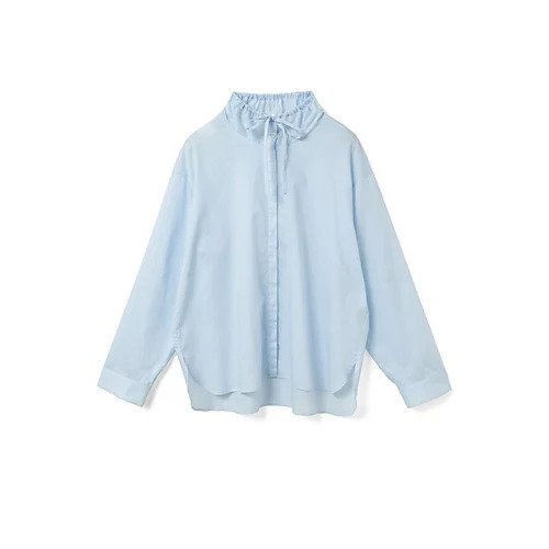 【ミズイロ インド/mizuiro ind】のギャザースタンドカラーシャツ インテリア・キッズ・メンズ・レディースファッション・服の通販 founy(ファニー) 　ファッション　Fashion　レディースファッション　Fashion for Women　トップス・カットソー　Cut & Sew Tops　シャツ・ブラウス・オフィスカジュアル　Elegant Blouses & Button-Ups　ギャザー　Gathered, Ruffled　シンプル　Simple, Minimal　スタンド　Stand Collar, Upright Stand　フロント　Front, Front Design　夏　Summer　ライトブルー|ID: prp329100004624647 ipo3291000000033215983