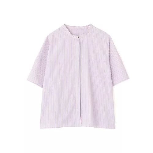 【ヒューマンウーマン/HUMAN WOMAN】のストライプローン6分袖ブラウス 人気、トレンドファッション・服の通販 founy(ファニー) 　ファッション　Fashion　レディースファッション　Fashion for Women　トップス・カットソー　Cut & Sew Tops　シャツ・ブラウス・オフィスカジュアル　Elegant Blouses & Button-Ups　おすすめ　Recommended / Our Picks　スタンダード　Standard, Basic　ストライプ　Stripe, Striped Pattern　パープル　Purple, Violet　ボトム　Bottoms, Lower Wear　ヨーク　Yoke, Yoke Design　ラウンド　Round, Round Neck　other-2|ID: prp329100004624653 ipo3291000000033216024