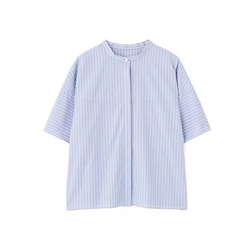 【ヒューマンウーマン/HUMAN WOMAN】のストライプローン6分袖ブラウス 人気、トレンドファッション・服の通販 founy(ファニー) 　ファッション　Fashion　レディースファッション　Fashion for Women　トップス・カットソー　Cut & Sew Tops　シャツ・ブラウス・オフィスカジュアル　Elegant Blouses & Button-Ups　おすすめ　Recommended / Our Picks　スタンダード　Standard, Basic　ストライプ　Stripe, Striped Pattern　パープル　Purple, Violet　ボトム　Bottoms, Lower Wear　ヨーク　Yoke, Yoke Design　ラウンド　Round, Round Neck　other-3|ID: prp329100004624653 ipo3291000000033216026
