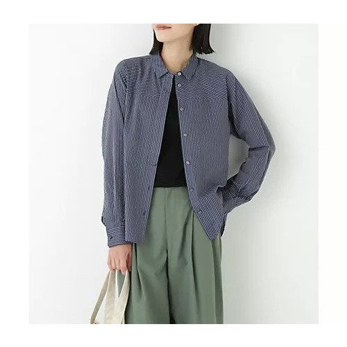 【ヒューマンウーマン/HUMAN WOMAN】のパナマサッカーストライプシャツブラウス インテリア・キッズ・メンズ・レディースファッション・服の通販 founy(ファニー)  ファッション Fashion レディースファッション Fashion for Women トップス・カットソー Cut & Sew Tops シャツ・ブラウス・オフィスカジュアル Elegant Blouses & Button-Ups おすすめ Recommended / Our Picks サッカー Seersucker, Summer Fabric スタンダード Standard, Basic ストライプ Stripe, Striped Pattern スリーブ Sleeve, Long Sleeve / Short Sleeve フロント Front, Front Design ボックス Boxy, Box Shape ヨーク Yoke, Yoke Design ネイビーストライプ|ID: prp329100004624655 ipo3291000000033216036