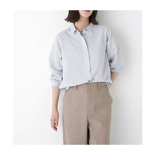 【ヒューマンウーマン/HUMAN WOMAN】のパナマサッカーストライプシャツブラウス インテリア・キッズ・メンズ・レディースファッション・服の通販 founy(ファニー)  ファッション Fashion レディースファッション Fashion for Women トップス・カットソー Cut & Sew Tops シャツ・ブラウス・オフィスカジュアル Elegant Blouses & Button-Ups おすすめ Recommended / Our Picks サッカー Seersucker, Summer Fabric スタンダード Standard, Basic ストライプ Stripe, Striped Pattern スリーブ Sleeve, Long Sleeve / Short Sleeve フロント Front, Front Design ボックス Boxy, Box Shape ヨーク Yoke, Yoke Design ブルーストライプ|ID: prp329100004624655 ipo3291000000033216040