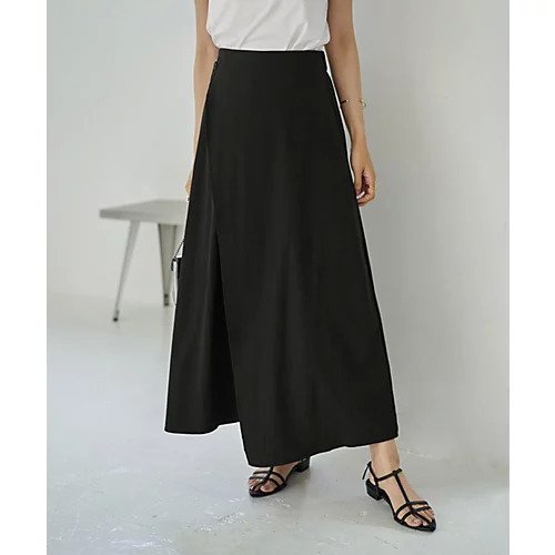 【スタイルデリ/STYLE DELI】のはだけないラップ風Aラインスカート インテリア・キッズ・メンズ・レディースファッション・服の通販 founy(ファニー) 　ファッション　Fashion　レディースファッション　Fashion for Women　スカート　Skirts　Aライン・フレアスカート　A-Line & Flared Skirts　秋　Autumn　軽量　Lightweight, Ultra Light　シンプル　Simple, Minimal　ストレッチ　Stretch, Stretchy Fabric　スニーカー　Sneakers, Trainers　ドレープ　Drape, Draping Fabric　フォルム　Silhouette, Form　フレア　Flare, Flared　フロント　Front, Front Design　ペチコート　Petticoat, Underskirt　マキシ　Maxi, Full Length　ラップ　Wrap, Wrap Design　夏　Summer　エレガント 上品　Elegant　ブラック|ID: prp329100004624774 ipo3291000000033217346