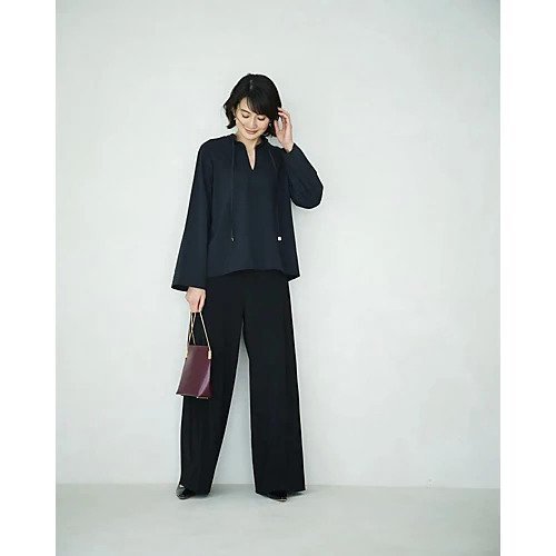 【イーバイエクラ/E by eclat】のバンドカラーキーネックシャツ 人気、トレンドファッション・服の通販 founy(ファニー) 　ファッション　Fashion　レディースファッション　Fashion for Women　トップス・カットソー　Cut & Sew Tops　シャツ・ブラウス・オフィスカジュアル　Elegant Blouses & Button-Ups　なめらか　Smooth, Silky Texture　タイプライター　Typewriter Fabric, Crisp Cotton　フォルム　Silhouette, Form　洗える　Machine Washable　other-3|ID: prp329100004625390 ipo3291000000033869246