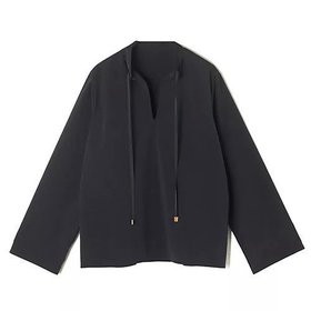 【イーバイエクラ/E by eclat】 バンドカラーキーネックシャツ人気、トレンドファッション・服の通販 founy(ファニー) ファッション Fashion レディースファッション Fashion for Women トップス・カットソー Cut & Sew Tops シャツ・ブラウス・オフィスカジュアル Elegant Blouses & Button-Ups なめらか Smooth, Silky Texture タイプライター Typewriter Fabric, Crisp Cotton フォルム Silhouette, Form 洗える Machine Washable |ID:prp329100004625390
