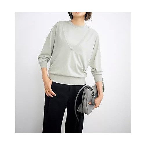 【イーバイエクラ/E by eclat】のディープVネックツインニット 人気、トレンドファッション・服の通販 founy(ファニー) 　ファッション　Fashion　レディースファッション　Fashion for Women　トップス・カットソー　Cut & Sew Tops　ニット　Knit Tops & Sweaters　Vネックトップス　V-Neck Tops / V-Cut Neckline Shirts　バランス　Balance, Style Balance　洗える　Machine Washable　other-2|ID: prp329100004625405 ipo3291000000035414323