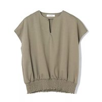 【イーバイエクラ/E by eclat】のキーネック裾ギャザートップス 人気、トレンドファッション・服の通販 founy(ファニー) ファッション Fashion レディースファッション Fashion for Women トップス・カットソー Cut & Sew Tops なめらか Smooth, Silky Texture シャーリング Shirring, Ruched シルケット Silket, Silky Cotton スリーブ Sleeve, Long Sleeve / Short Sleeve フレンチ French, French Style エレガント 上品 Elegant 洗える Machine Washable |ID:prp329100004626290