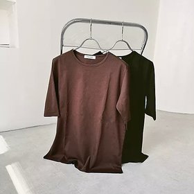 【イーバイエクラ/E by eclat】 大人五分袖パックTシャツ人気、トレンドファッション・服の通販 founy(ファニー) ファッション Fashion レディースファッション Fashion for Women トップス・カットソー Cut & Sew Tops シャツ・ブラウス・オフィスカジュアル Elegant Blouses & Button-Ups ロングTシャツ・Tシャツ Longline T-Shirts & Tees オーガンジー Organza Fabric カットソー Cut and Sewn Top 洗える Machine Washable |ID:prp329100004626291