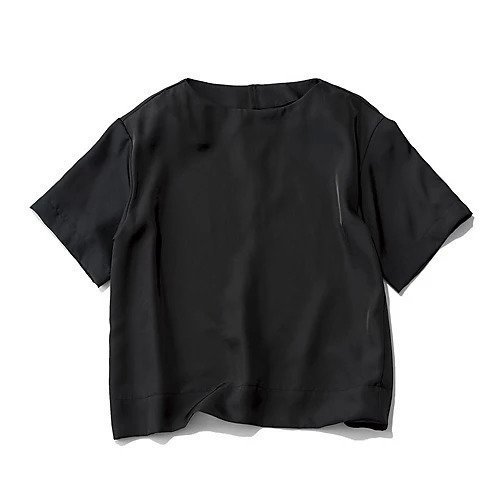 【エムセブンデイズ/M7days】の艶五分袖Tブラウス インテリア・キッズ・メンズ・レディースファッション・服の通販 founy(ファニー) 　ファッション　Fashion　レディースファッション　Fashion for Women　トップス・カットソー　Cut & Sew Tops　シャツ・ブラウス・オフィスカジュアル　Elegant Blouses & Button-Ups　おすすめ　Recommended / Our Picks　インナー　Innerwear　ジャケット　Jacket, Outerwear　洗える　Machine Washable　ブラック|ID: prp329100004626292 ipo3291000000033243722