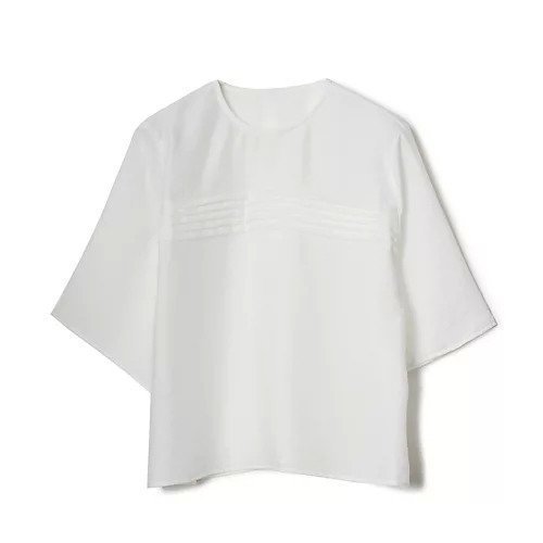 【イーバイエクラ/E by eclat】のシアーピンタックTブラウス インテリア・キッズ・メンズ・レディースファッション・服の通販 founy(ファニー) 　ファッション　Fashion　レディースファッション　Fashion for Women　トップス・カットソー　Cut & Sew Tops　シャツ・ブラウス・オフィスカジュアル　Elegant Blouses & Button-Ups　カーディガン　Cardigan, Knitwear　シアー　Sheer, See-Through　ジャケット　Jacket, Outerwear　スリーブ　Sleeve, Long Sleeve / Short Sleeve　エレガント 上品　Elegant　洗える　Machine Washable　ホワイト|ID: prp329100004626293 ipo3291000000033243739
