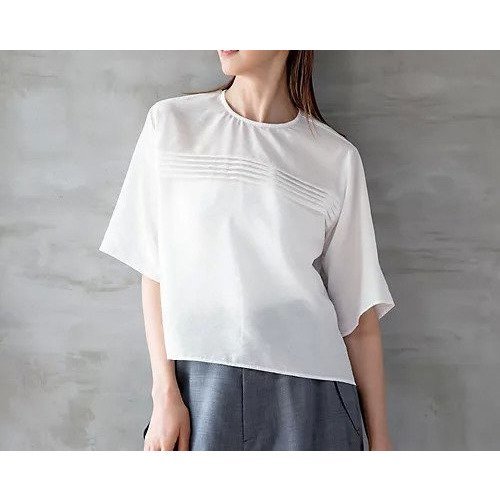 【イーバイエクラ/E by eclat】のシアーピンタックTブラウス 人気、トレンドファッション・服の通販 founy(ファニー) 　ファッション　Fashion　レディースファッション　Fashion for Women　トップス・カットソー　Cut & Sew Tops　シャツ・ブラウス・オフィスカジュアル　Elegant Blouses & Button-Ups　カーディガン　Cardigan, Knitwear　シアー　Sheer, See-Through　ジャケット　Jacket, Outerwear　スリーブ　Sleeve, Long Sleeve / Short Sleeve　エレガント 上品　Elegant　洗える　Machine Washable　other-2|ID: prp329100004626293 ipo3291000000033243741