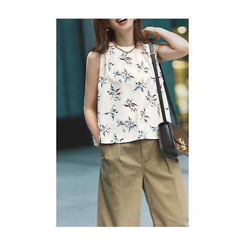 【エムセブンデイズ/M7days】のフラワープリント ノースリーブブラウス 人気、トレンドファッション・服の通販 founy(ファニー) 　ファッション　Fashion　レディースファッション　Fashion for Women　トップス・カットソー　Cut & Sew Tops　キャミソール&ノースリーブ　Camisoles & Sleeveless Tops　シャツ・ブラウス・オフィスカジュアル　Elegant Blouses & Button-Ups　花柄・フラワープリント・モチーフ　Floral Prints & Motifs / Flower Pattern Tops　シンプル　Simple, Minimal　スリーブ　Sleeve, Long Sleeve / Short Sleeve　トレンド　Trend, Trending Now　ノースリーブ　Sleeveless, No-Sleeve　フラワー　Flower, Floral　プリント　Print, Printed Pattern　エレガント 上品　Elegant　夏　Summer　洗える　Machine Washable　other-2|ID: prp329100004626295 ipo3291000000033243766