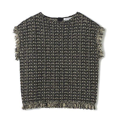 【イーバイエクラ/E by eclat】のツイード風ニットトップス 人気、トレンドファッション・服の通販 founy(ファニー) 　ファッション　Fashion　レディースファッション　Fashion for Women　トップス・カットソー　Cut & Sew Tops　ニット　Knit Tops & Sweaters　ツイード　Twill, Twill Weave　フリンジ　Fringe, Tassel　エレガント 上品　Elegant　 other-1|ID: prp329100004626305 ipo3291000000033243860