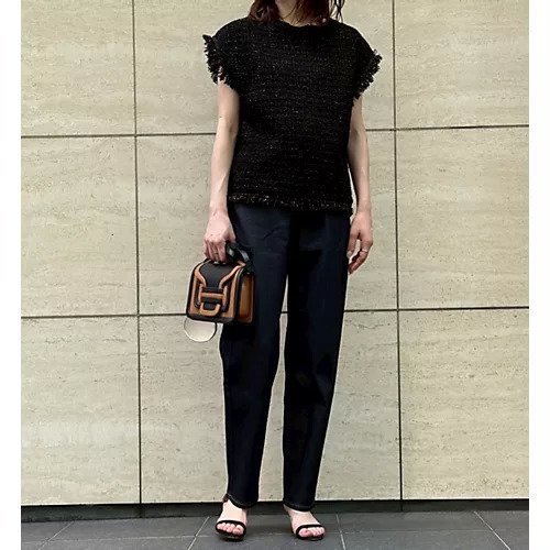 【イーバイエクラ/E by eclat】のツイード風ニットトップス 人気、トレンドファッション・服の通販 founy(ファニー) 　ファッション　Fashion　レディースファッション　Fashion for Women　トップス・カットソー　Cut & Sew Tops　ニット　Knit Tops & Sweaters　ツイード　Twill, Twill Weave　フリンジ　Fringe, Tassel　エレガント 上品　Elegant　other-2|ID: prp329100004626305 ipo3291000000033243865
