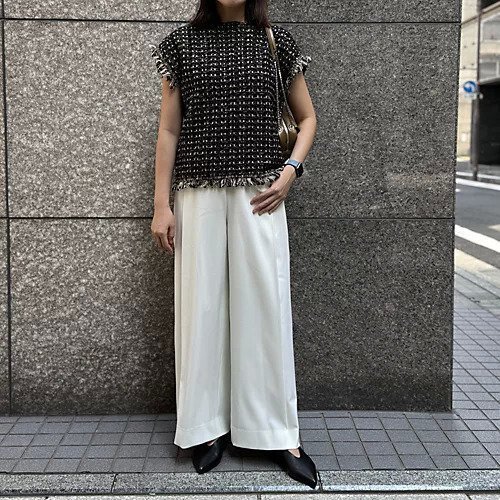 【イーバイエクラ/E by eclat】のツイード風ニットトップス 人気、トレンドファッション・服の通販 founy(ファニー) 　ファッション　Fashion　レディースファッション　Fashion for Women　トップス・カットソー　Cut & Sew Tops　ニット　Knit Tops & Sweaters　ツイード　Twill, Twill Weave　フリンジ　Fringe, Tassel　エレガント 上品　Elegant　other-3|ID: prp329100004626305 ipo3291000000033528482