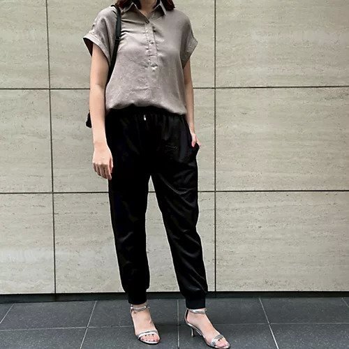 【エクラ/eclat】の【別注】サテンジョガーパンツ 人気、トレンドファッション・服の通販 founy(ファニー) 　ファッション　Fashion　レディースファッション　Fashion for Women　パンツ　Pants & Trousers　サテン　Satin, Glossy Fabric　スニーカー　Sneakers, Trainers　スピンドル　Spindle, Drawcord　ドレープ　Drape, Draping Fabric　バイアス　Bias, Diagonal Cut　パッチ　Patch, Appliqué　ビンテージ　Vintage, Retro Style　ポケット　Pocket, Pocket Detail　別注　Limited Edition, Custom Order　洗える　Machine Washable　other-3|ID: prp329100004626338 ipo3291000000033244136