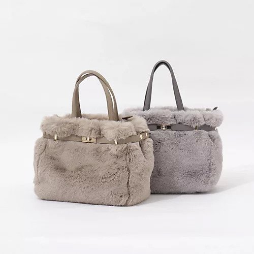 【ノーリーズ/NOLLEY'S】のひねり金具付きファートートバッグ 人気、トレンドファッション・服の通販 founy(ファニー) 　ファッション　Fashion　レディースファッション　Fashion for Women　バッグ　Bags　おすすめ　Recommended / Our Picks　ショルダー　Shoulder, Shoulder Strap　トレンド　Trend, Trending Now　フェイクファー　Faux Fur, Imitation Fur　フェミニン　Feminine, Girly　ポケット　Pocket, Pocket Detail　A/W・秋冬　Autumn/Winter　other-2|ID: prp329100004626353 ipo3291000000033244261