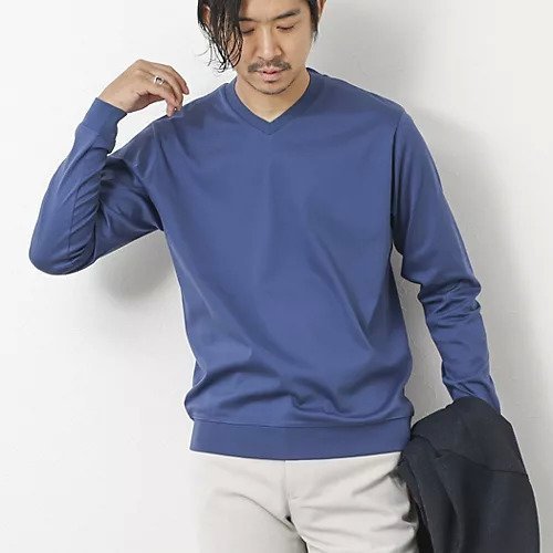 【ノーリーズ グッドマン/NOLLEY'S goodman / MEN】の《ビジカジ対応》シルケットスムースドレスL/S V Tシャツ 25AW インテリア・キッズ・メンズ・レディースファッション・服の通販 founy(ファニー) 　ファッション　Fashion　メンズファッション　Fashion for Men　2025年　2025　2025-2026秋冬・A/W　Autumn/Winter 2025–26 AW25–26　インナー　Innerwear　カーディガン　Cardigan, Knitwear　シルケット　Silket, Silky Cotton　ジャケット　Jacket, Outerwear　バランス　Balance, Style Balance　ビジネス 仕事 通勤　Business / Work / Commuting　エレガント 上品　Elegant　長袖　Long Sleeve, Full Sleeve　ブルー|ID: prp329100004626419 ipo3291000000033927445