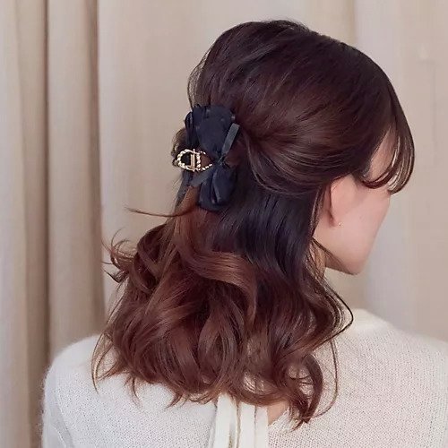 【フィービィー/phoebe】のミディアムオーガンジーリボンバンスクリップ インテリア・キッズ・メンズ・レディースファッション・服の通販 founy(ファニー) 　ファッション　Fashion　レディースファッション　Fashion for Women　オーガンジー　Organza Fabric　サテン　Satin, Glossy Fabric　ハーフ　Half, Half-Length　エレガント 上品　Elegant　定番　Standard, Basic Item　ブラック|ID: prp329100004628591 ipo3291000000033274860