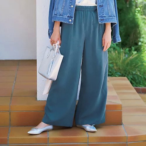 【トゥエルブクローゼット/12closet】の【洗える】【接触冷感】落ち感セミワイドパンツ 人気、トレンドファッション・服の通販 founy(ファニー) 　ファッション　Fashion　レディースファッション　Fashion for Women　パンツ　Pants & Trousers　エレガント 上品　Elegant　ツイル　Twist, Twisted Detail　デニム　Denim, Jeans Material　ドレープ　Drape, Draping Fabric　洗える　Machine Washable　other-2|ID: prp329100004629363 ipo3291000000033285555