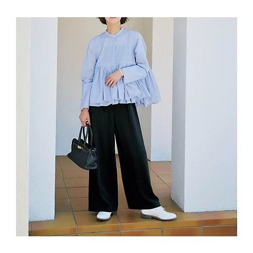 【トゥエルブクローゼット/12closet】の【洗える】【接触冷感】落ち感セミワイドパンツ 人気、トレンドファッション・服の通販 founy(ファニー) 　ファッション　Fashion　レディースファッション　Fashion for Women　パンツ　Pants & Trousers　エレガント 上品　Elegant　ツイル　Twist, Twisted Detail　デニム　Denim, Jeans Material　ドレープ　Drape, Draping Fabric　洗える　Machine Washable　other-3|ID: prp329100004629363 ipo3291000000033285557