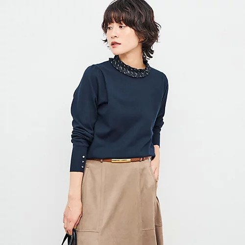 【ノーリーズ/NOLLEY'S】のプリーツ衿取り外しプルオーバーニット インテリア・キッズ・メンズ・レディースファッション・服の通販 founy(ファニー) 　ファッション　Fashion　レディースファッション　Fashion for Women　トップス・カットソー　Cut & Sew Tops　ニット　Knit Tops & Sweaters　カジュアルプルオーバー・ニットトップス　Pullovers & Knit Tops / Casual Pullovers　2025年　2025　2025-2026秋冬・A/W　Autumn/Winter 2025–26 AW25–26　シンプル　Simple, Minimal　ストレッチ　Stretch, Stretchy Fabric　プリーツ　Pleats, Pleated　ビジネス 仕事 通勤　Business / Work / Commuting　夏　Summer　ネイビー|ID: prp329100004630903 ipo3291000000033314520