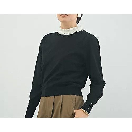 【ノーリーズ/NOLLEY'S】のプリーツ衿取り外しプルオーバーニット インテリア・キッズ・メンズ・レディースファッション・服の通販 founy(ファニー) 　ファッション　Fashion　レディースファッション　Fashion for Women　トップス・カットソー　Cut & Sew Tops　ニット　Knit Tops & Sweaters　カジュアルプルオーバー・ニットトップス　Pullovers & Knit Tops / Casual Pullovers　2025年　2025　2025-2026秋冬・A/W　Autumn/Winter 2025–26 AW25–26　シンプル　Simple, Minimal　ストレッチ　Stretch, Stretchy Fabric　プリーツ　Pleats, Pleated　ビジネス 仕事 通勤　Business / Work / Commuting　夏　Summer　ブラック|ID: prp329100004630903 ipo3291000000033314522