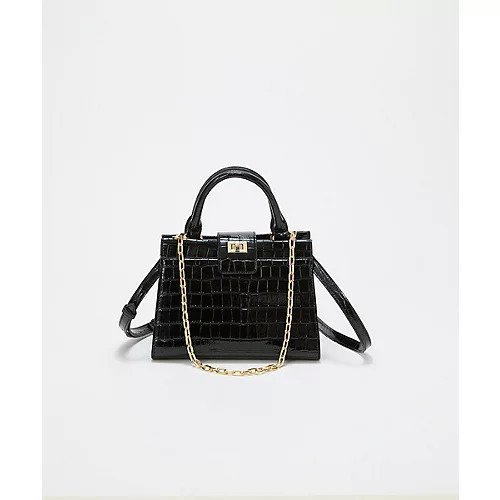 【トプカピ/TOPKAPI】の【TREASURE TOPKAPI】クロコ エナメル 2way ハンドバッグ インテリア・キッズ・メンズ・レディースファッション・服の通販 founy(ファニー) 　ファッション　Fashion　レディースファッション　Fashion for Women　バッグ　Bags　エナメル　Patent Leather　クロコ　Crocodile, Croc Embossed　ショルダー　Shoulder, Shoulder Strap　チェーン　Chain, Chain Strap　ポケット　Pocket, Pocket Detail　ラグジュアリー　Luxury, Elegant　ブラック|ID: prp329100004630905 ipo3291000000034376221