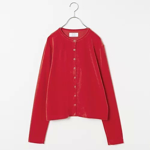 【トゥエルブクローゼット/12closet】の【洗える】ベロアスナップカーディガン インテリア・キッズ・メンズ・レディースファッション・服の通販 founy(ファニー) 　ファッション　Fashion　レディースファッション　Fashion for Women　トップス・カットソー　Cut & Sew Tops　カーディガン・羽織り　Layered Style Cardigans　ベロアトップス　Velour Tops / Velvet-Look Items　インナー　Innerwear　カットソー　Cut and Sewn Top　フロント　Front, Front Design　ベロア　Velour, Soft Velvet　エレガント 上品　Elegant　洗える　Machine Washable　レッド|ID: prp329100004631586 ipo3291000000033327925