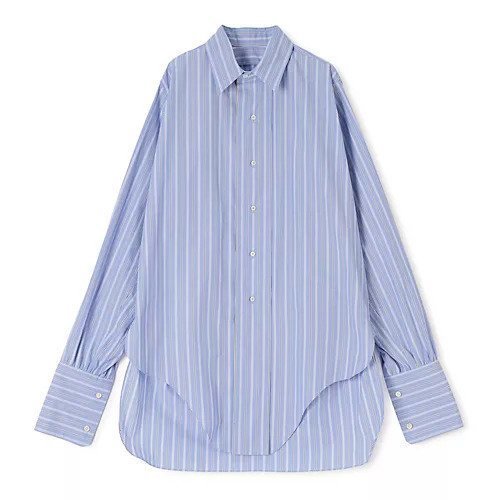 【メゾン マルジェラ/MAISON MARGIELA】のLong-sleeved Shirt インテリア・キッズ・メンズ・レディースファッション・服の通販 founy(ファニー) 　ファッション　Fashion　レディースファッション　Fashion for Women　トップス・カットソー　Cut & Sew Tops　シャツ・ブラウス・オフィスカジュアル　Elegant Blouses & Button-Ups　2025年　2025　2025-2026秋冬・A/W　Autumn/Winter 2025–26 AW25–26　カフス　Cuff Design　ストライプ　Stripe, Striped Pattern　ラウンド　Round, Round Neck　ロング　Long, Long-Length　Blue Stripe|ID: prp329100004632802 ipo3291000000033341619