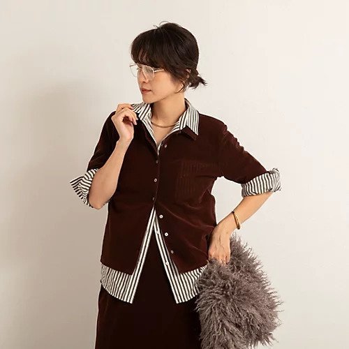 【ノーリーズ/NOLLEY'S】の【MAQWEL/マクウェル】ウォッシャブルベロア半袖シャツ インテリア・キッズ・メンズ・レディースファッション・服の通販 founy(ファニー) 　ファッション　Fashion　レディースファッション　Fashion for Women　トップス・カットソー　Cut & Sew Tops　シャツ・ブラウス・オフィスカジュアル　Elegant Blouses & Button-Ups　ベロアトップス　Velour Tops / Velvet-Look Items　2025年　2025　2025-2026秋冬・A/W　Autumn/Winter 2025–26 AW25–26　ストレッチ　Stretch, Stretchy Fabric　セットアップ　Set-Up, Coordinated Outfit　ベロア　Velour, Soft Velvet　エレガント 上品　Elegant　半袖　Short Sleeve, Half Sleeve　夏　Summer　羽織　Haori, Light Jacket　ブラウン|ID: prp329100004632808 ipo3291000000033341659