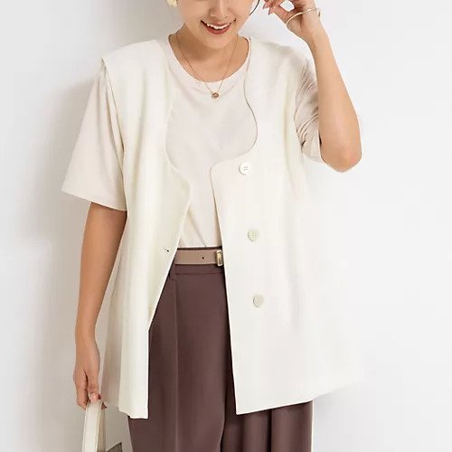 【ノーリーズソフィー/NOLLEY'S sophi】のヴァースネックジレ インテリア・キッズ・メンズ・レディースファッション・服の通販 founy(ファニー) 　ファッション　Fashion　レディースファッション　Fashion for Women　アウター　Coat / Outerwear Collection　トップス・カットソー　Cut & Sew Tops　ベスト&ジレ / 重ね着スタイル　Vests & Gilets　2025年　2025　2025-2026秋冬・A/W　Autumn/Winter 2025–26 AW25–26　フレア　Flare, Flared　ボトム　Bottoms, Lower Wear　切替　Switching, Contrast Panel　オフホワイト|ID: prp329100004632834 ipo3291000000033341876